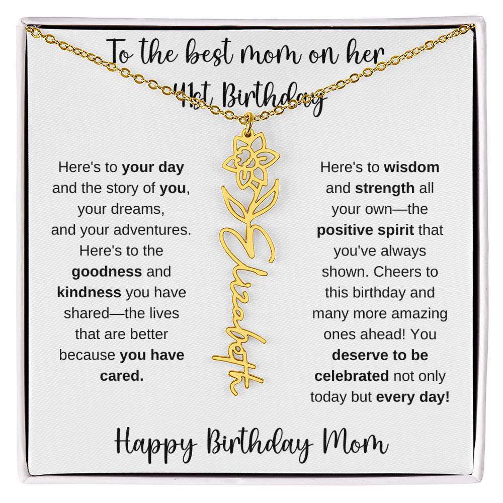To The Best Mom - Happy 41st Birthday | Flower Name Necklace