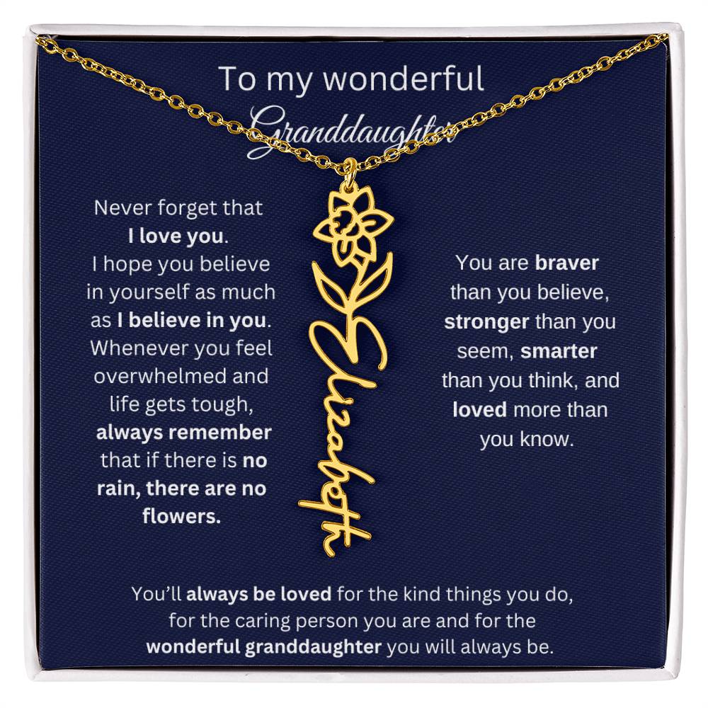To My Wonderful Granddaughter  Personalized Birth Month Flower Necklace 1