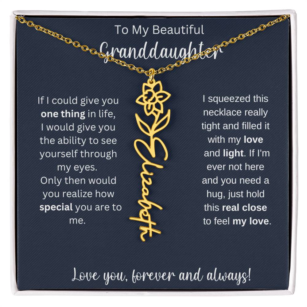 Granddaughter Birthday Present | Flower Name Necklace