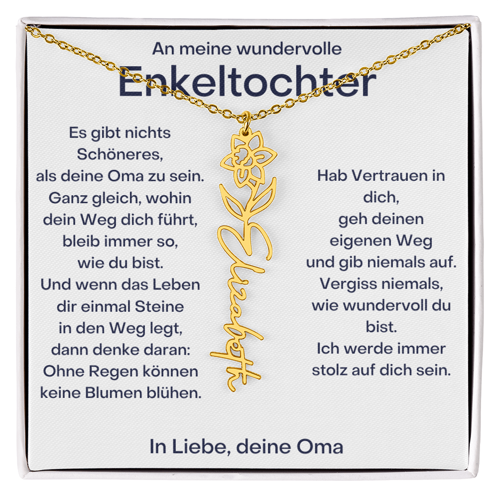 Personalisierte Geburtsblumenkette für Enkeltochter Von Oma