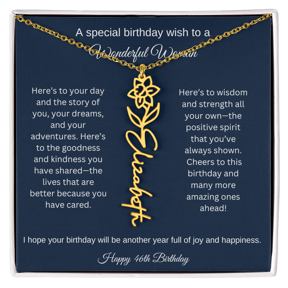 46th Birthday Gift Idea - Flower Name Necklace