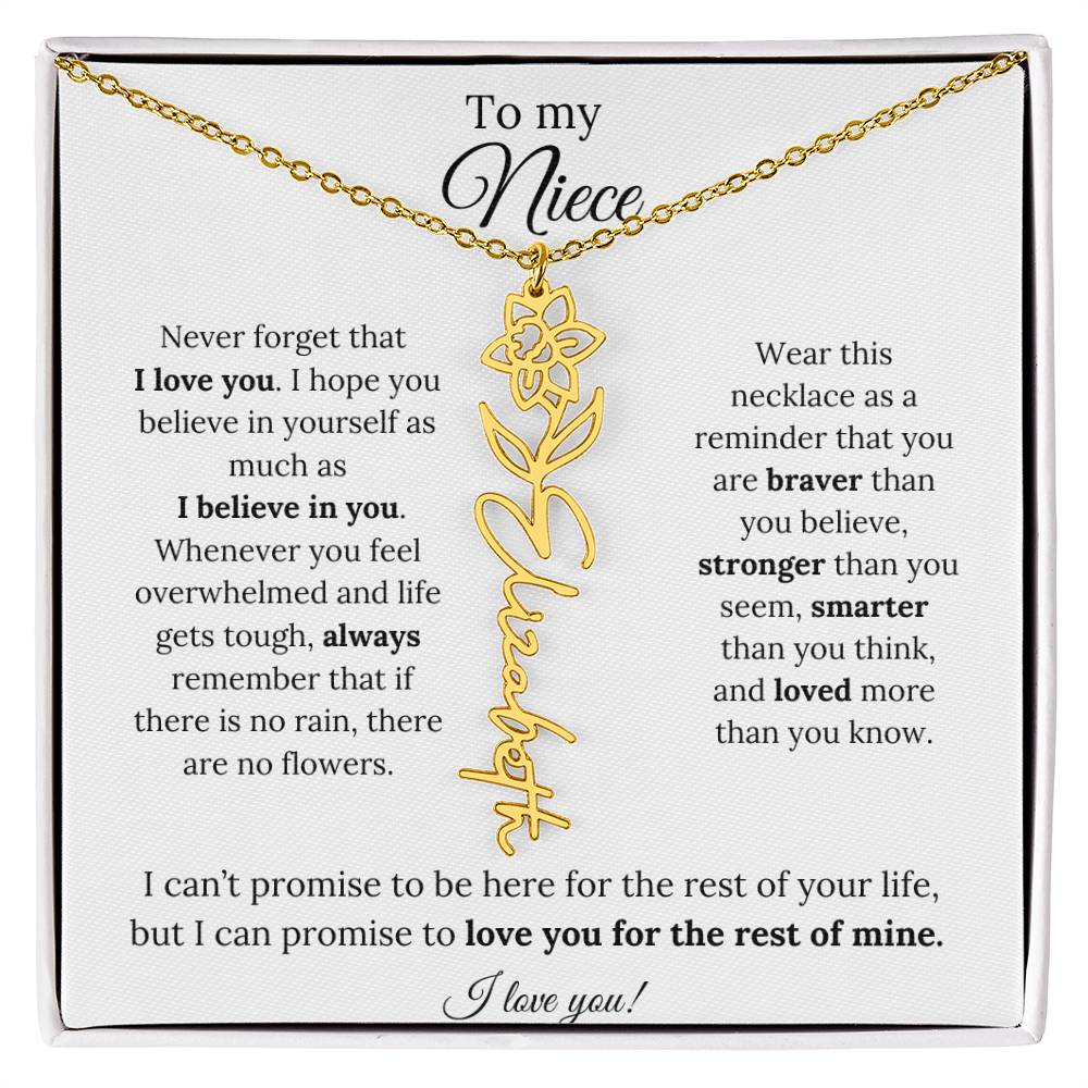 To My  Niece Birthmonth Flower Necklace 3