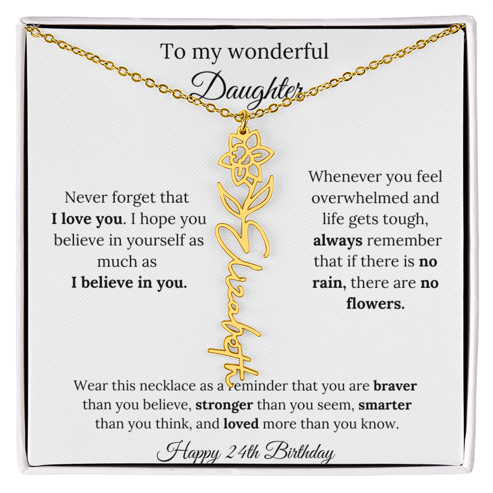 Daughter Jewelry 24th Birthday Gift - Flower Name Necklace