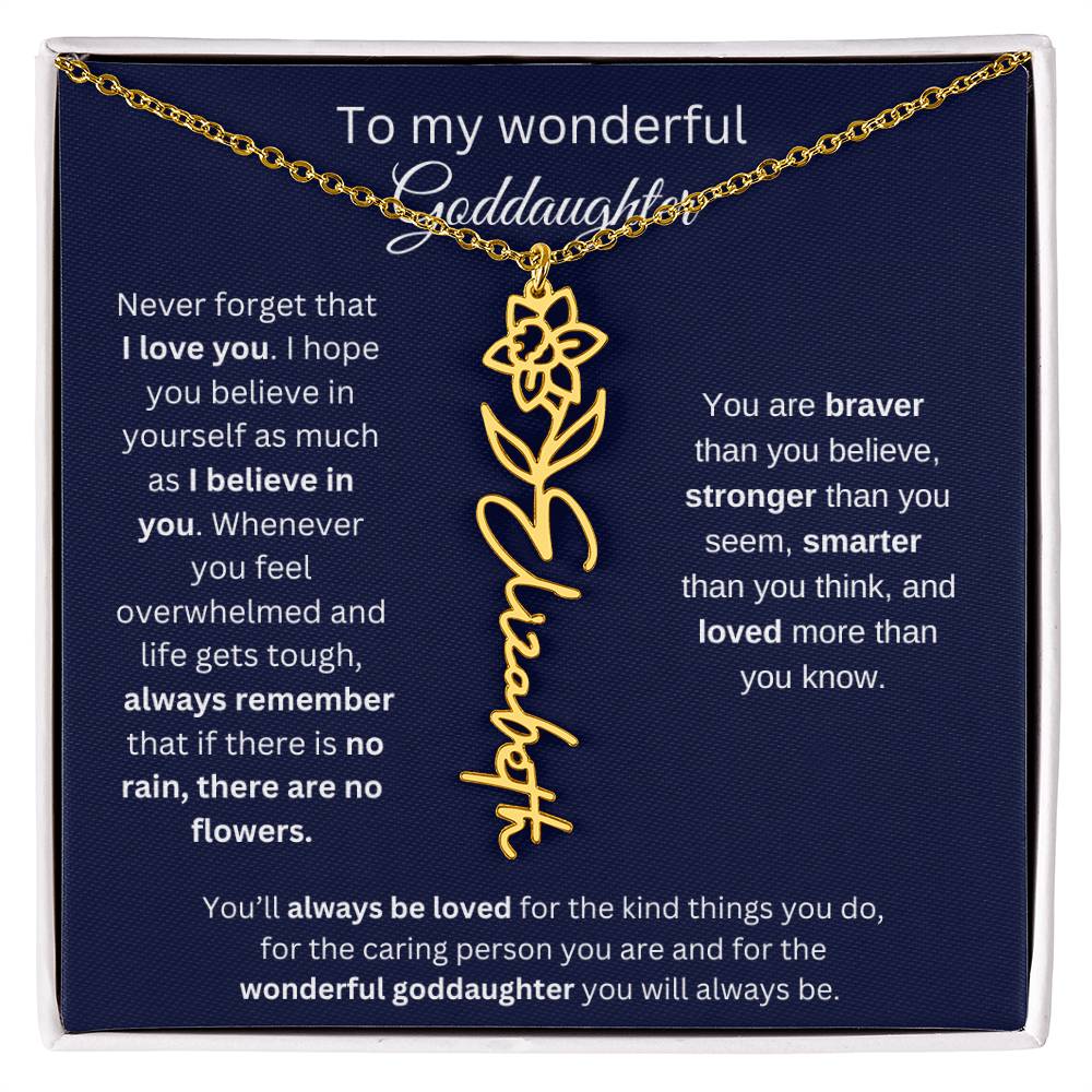 To My Wonderful Goddaughter - I Love You - Flower Name Necklace