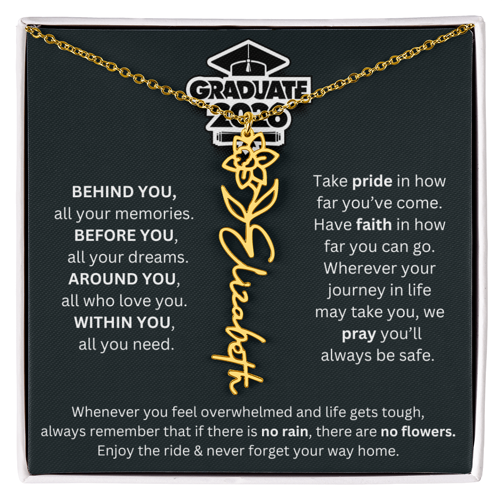 2026 Graduation Gift | Birth Flower Name Necklace 1