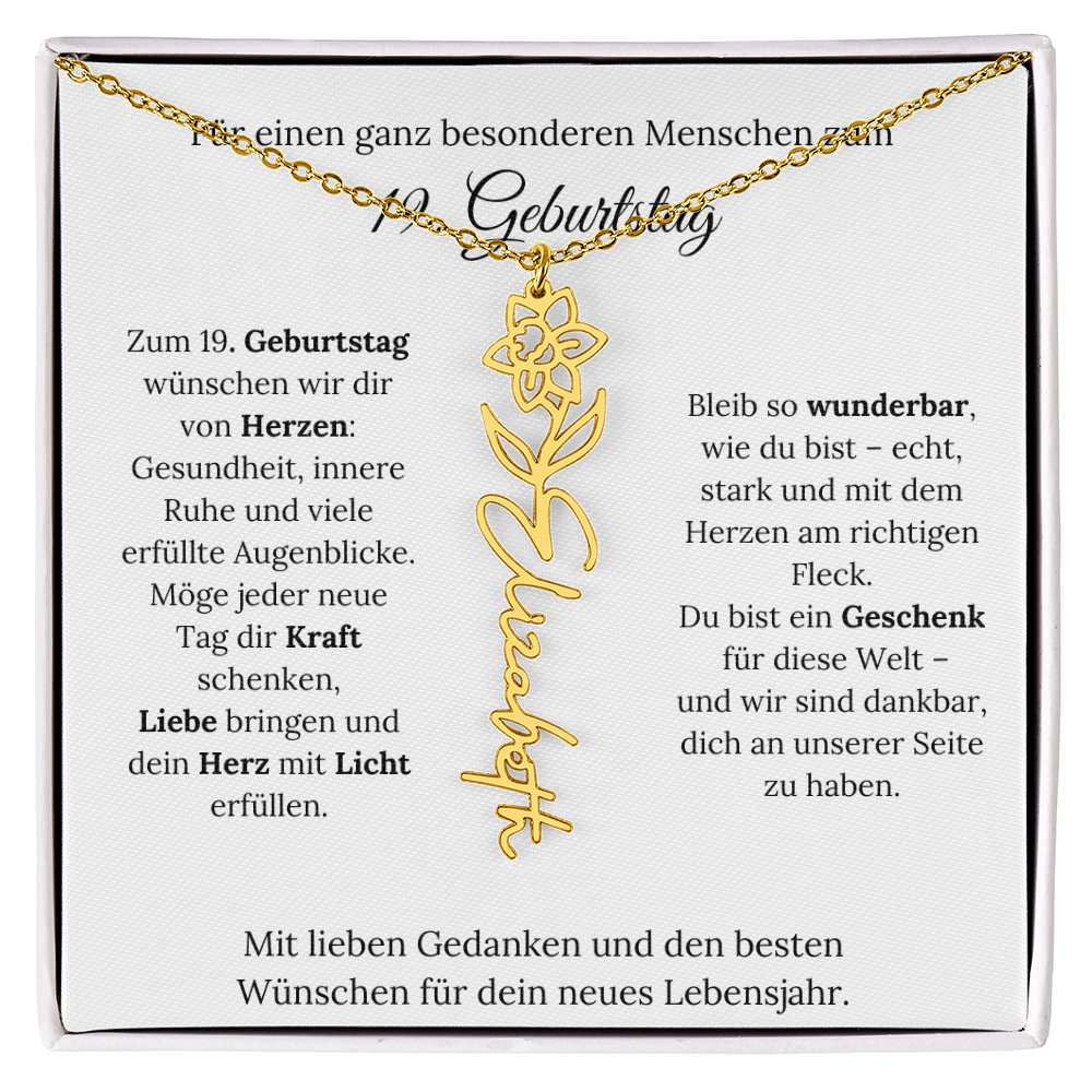 Personalisiertes 19. Geburtstagsgeschenk mit Geburtsblume