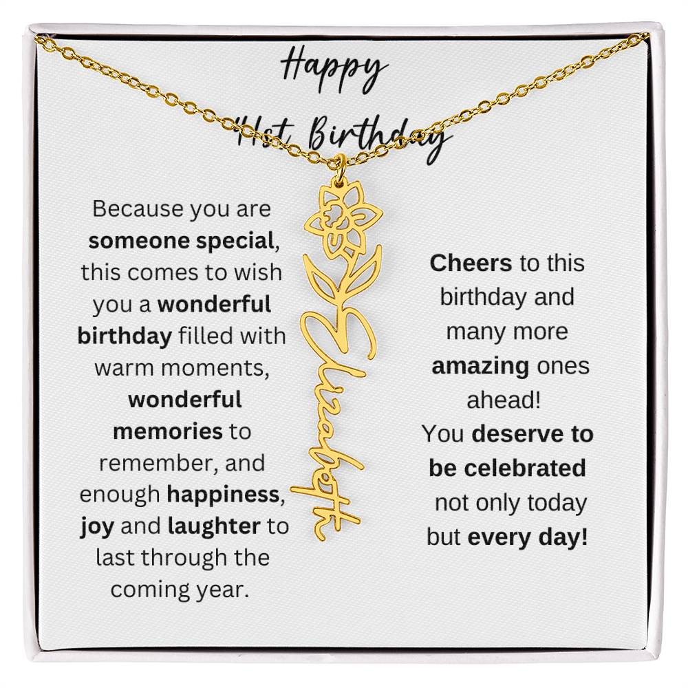 Happy 41st Birthday - Flower Name Necklace