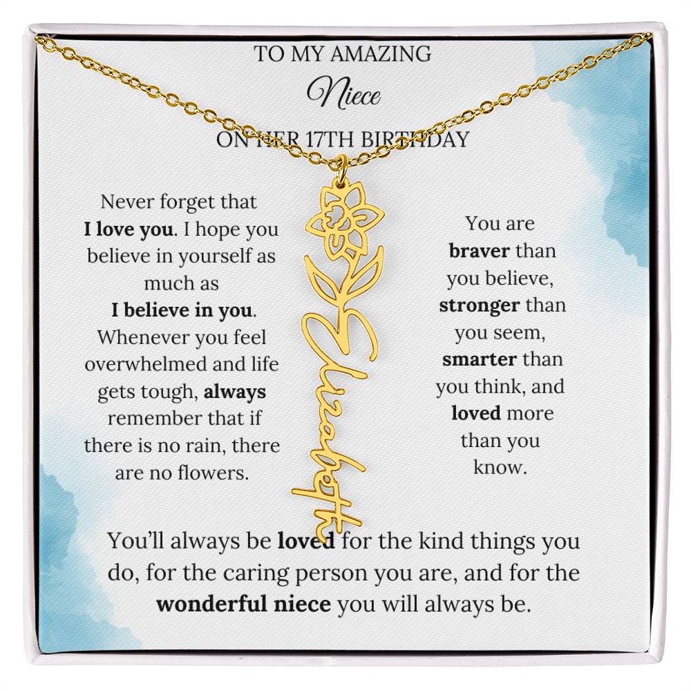 Birth Month Flower Name Necklace for My Niece's 17th Birthday