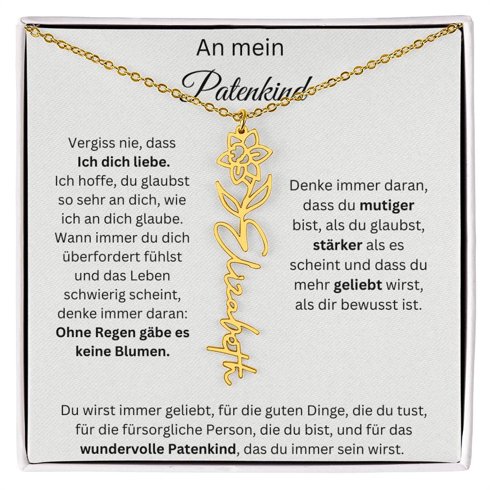 An Mein Patenkind Geburtsblumen Kette