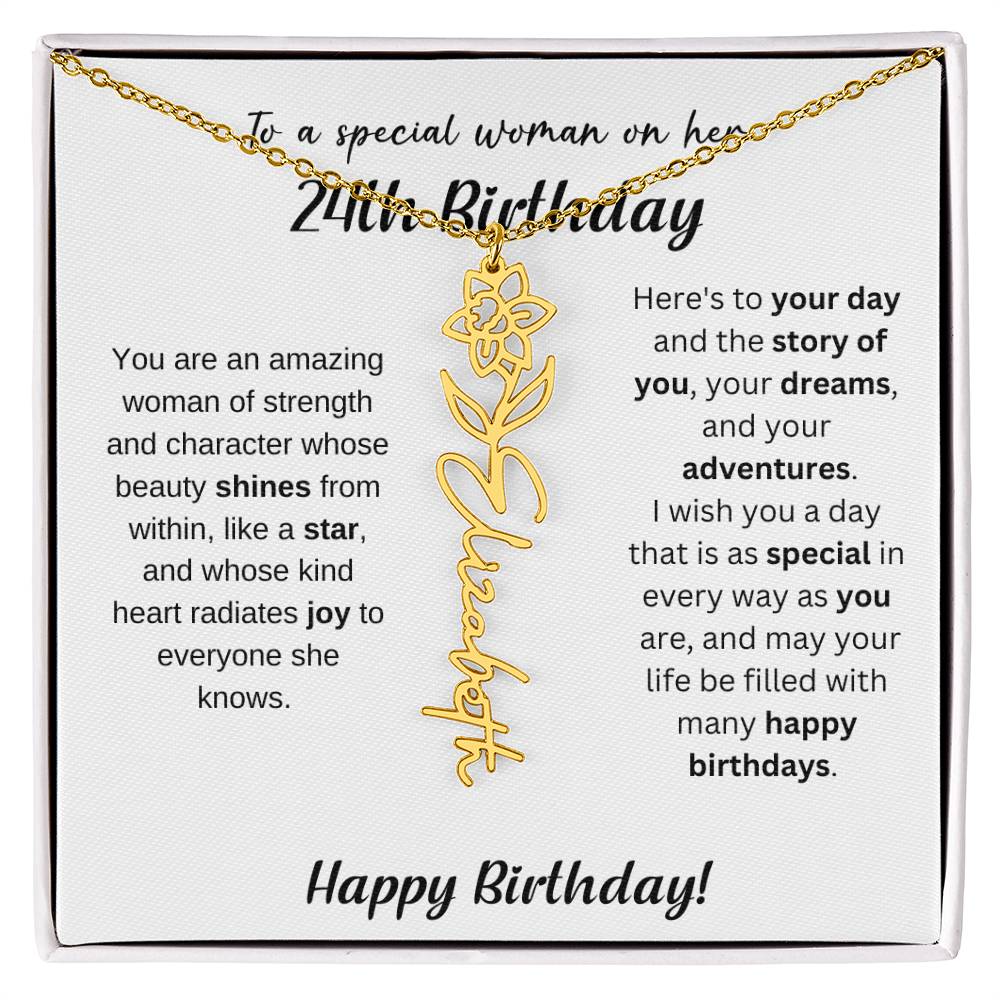 24th Birthday Gift Birthflower Necklace