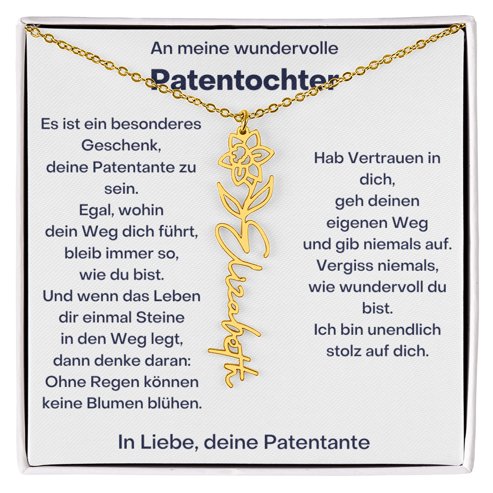 Personalisierte Geburtsblumen Kette Für Patentochter Geschenk von Patentante