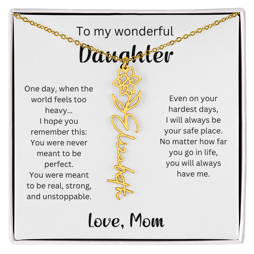 Emotional Gift for Daughter - Birth Flower Name Necklace