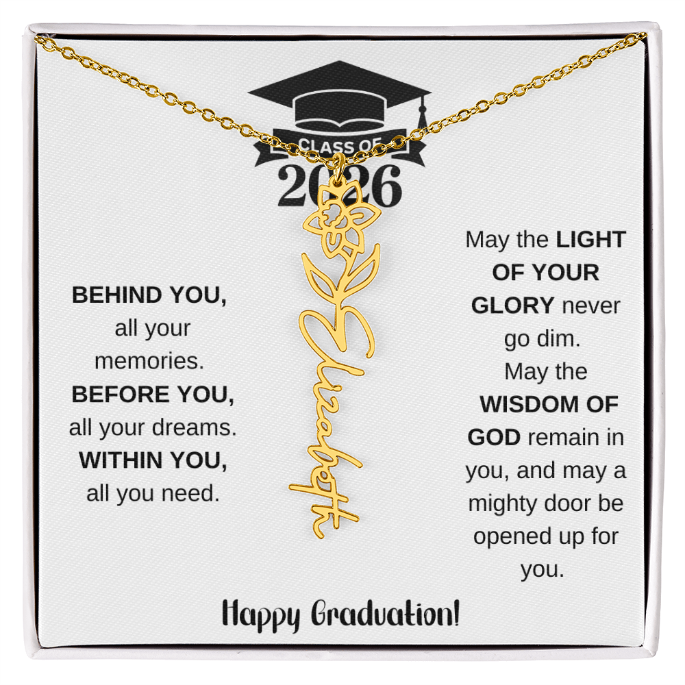 Class Of 2026 Personalized Graduation Gift Birth Month Flower Necklace