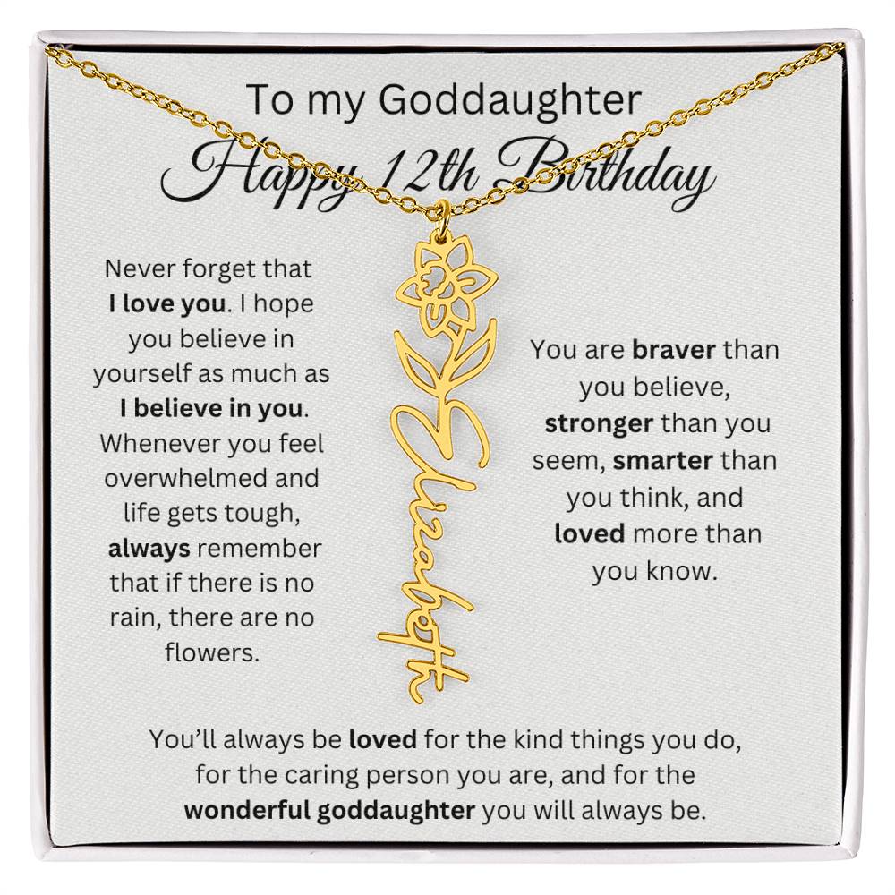 To My Goddaughter Happy 12th Birthday - Flower Name Necklace