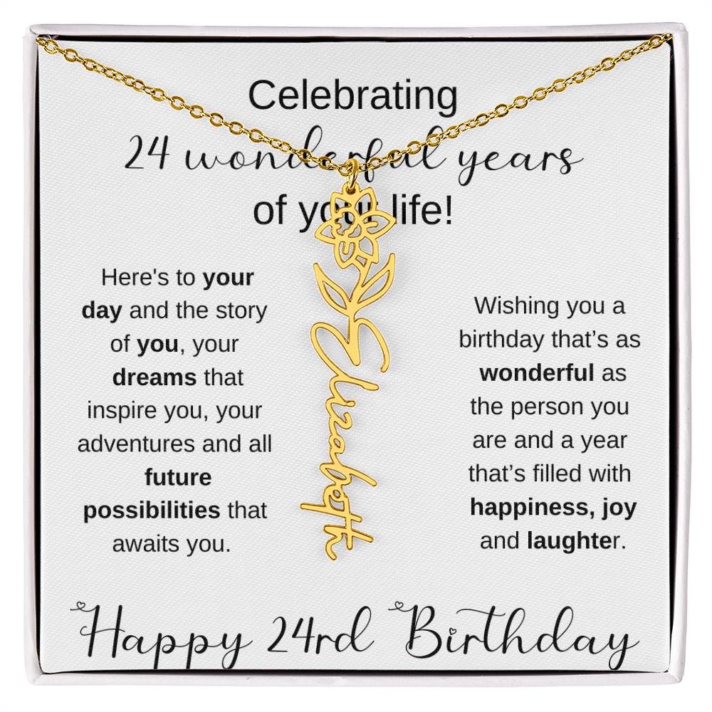 Happy 24th Birthday | Flower Name Necklace