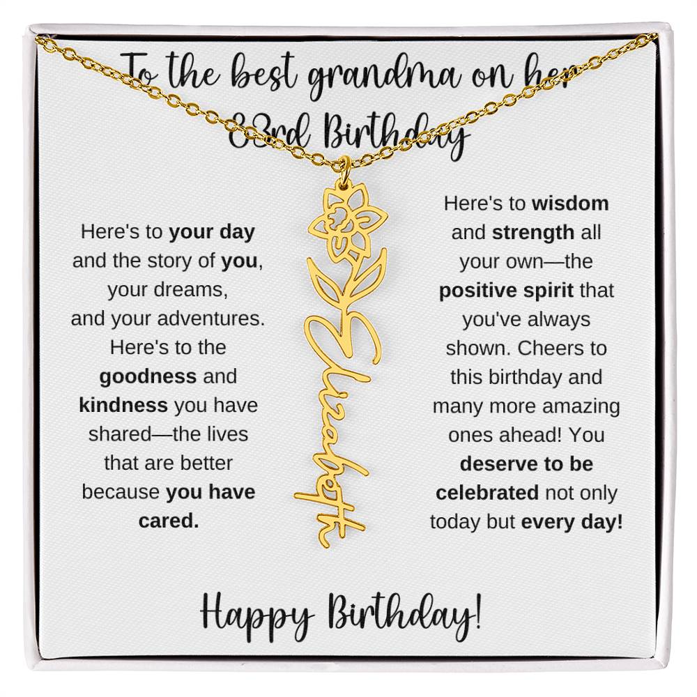 To The Best Grandma - Happy 83rd Birthday | Flower Name Necklace