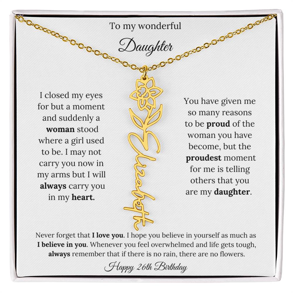 Happy 26th Birthday | Never Forget That I Love You | Flower Name Necklace