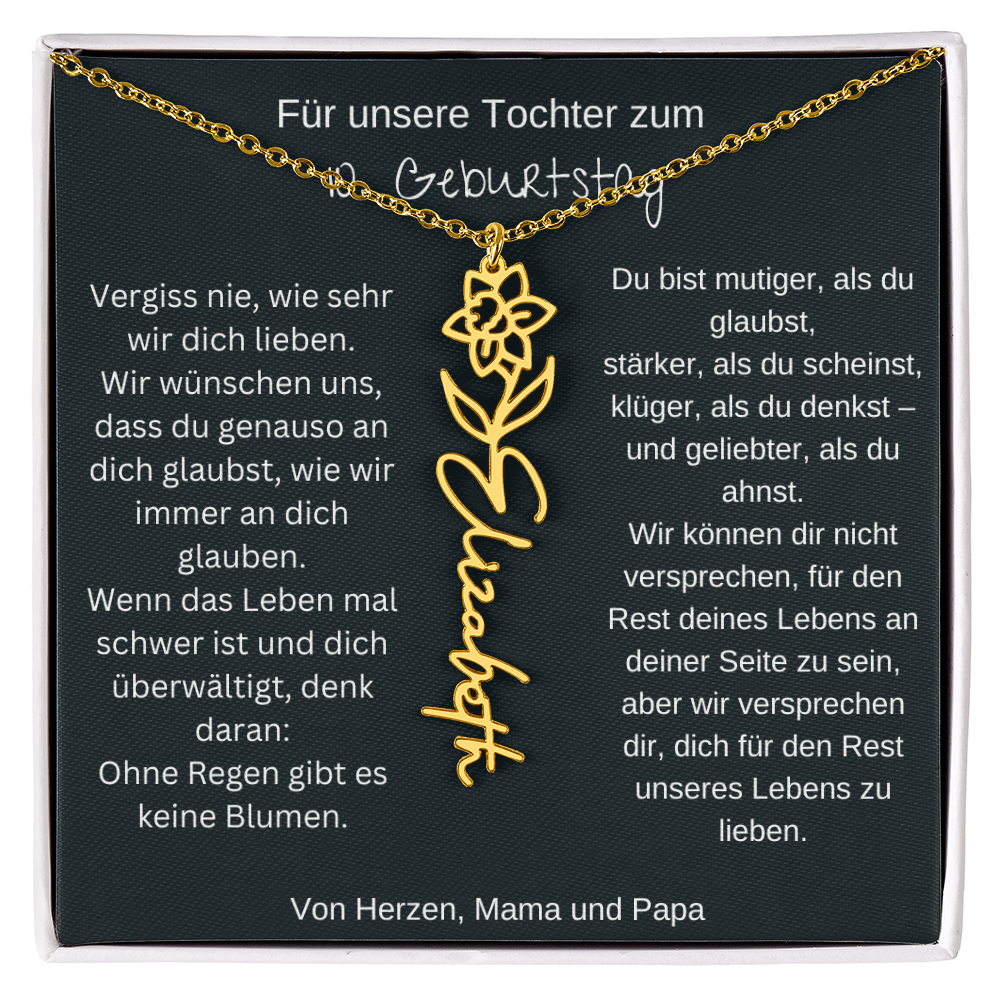 Geschenk zum 10. Geburtstag Tochter Geburtsblumen Namenskette