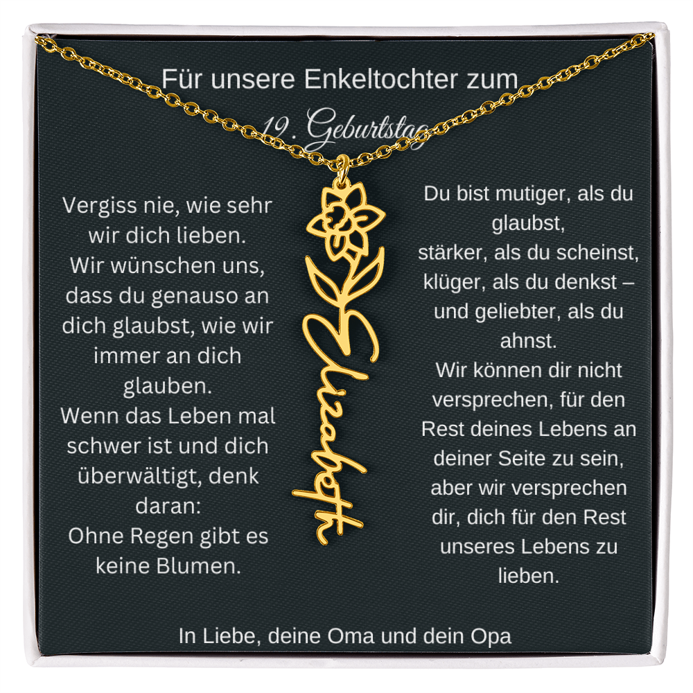 19. Geburtstag Blumen Namenskette