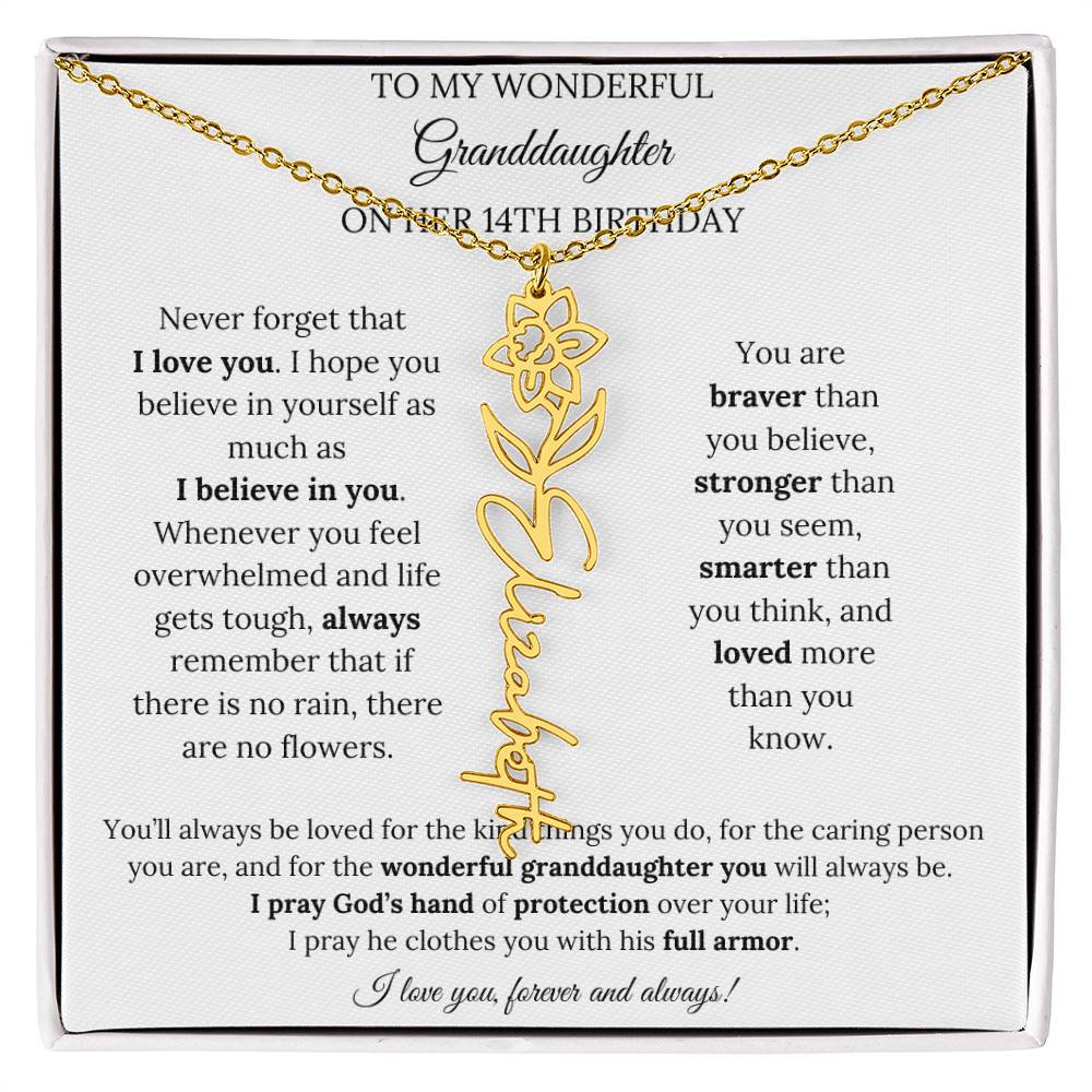 To My Wonderful Granddaughter On Her 14th Birthday - I Love You Forever & Always