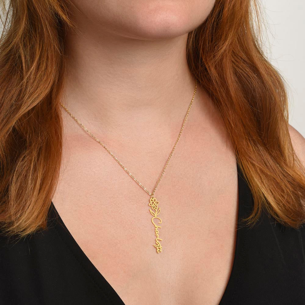 Happy 11th Birthday - Flower Name Necklace