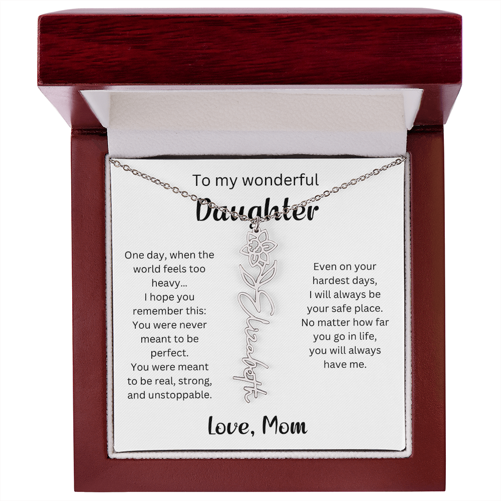 Emotional Gift for Daughter - Birth Flower Name Necklace