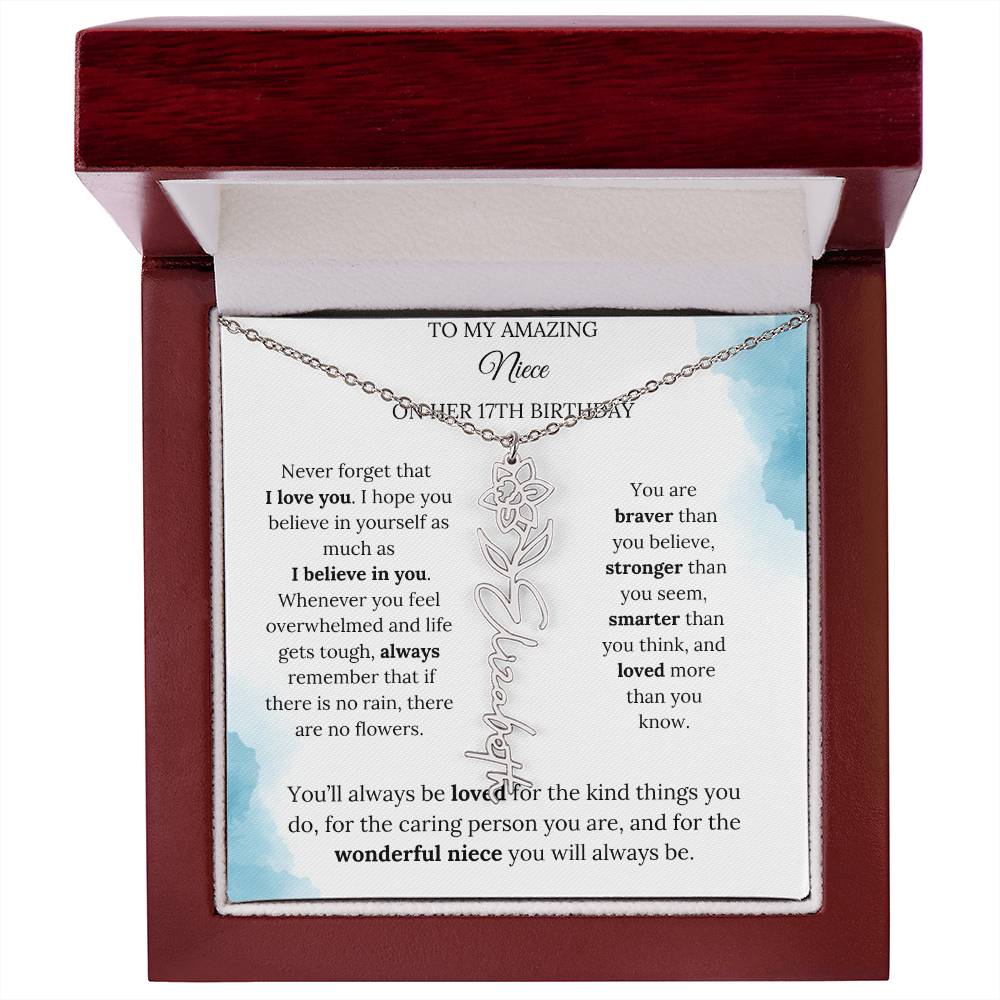 Birth Month Flower Name Necklace for My Niece's 17th Birthday