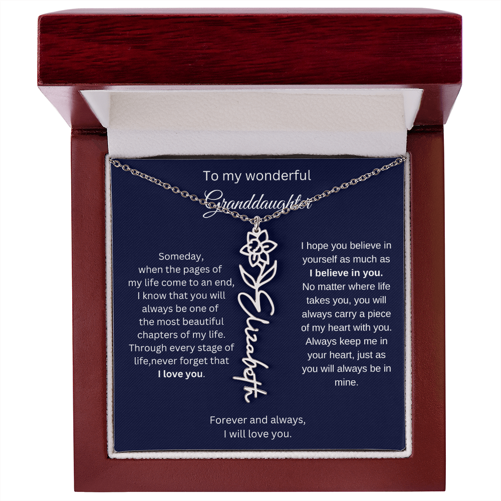 Meaningful Jewelry for Granddaughter - Birth Flower Name Necklace