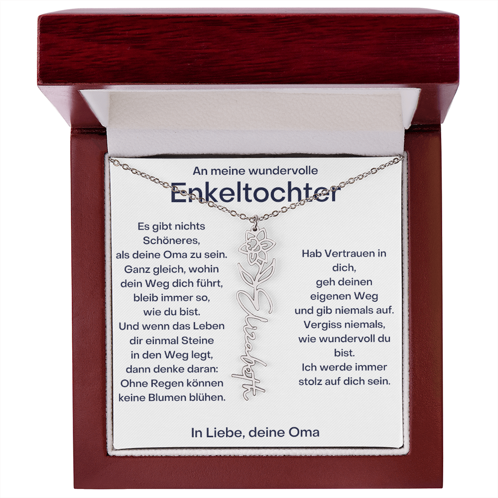 Personalisierte Geburtsblumenkette für Enkeltochter Von Oma