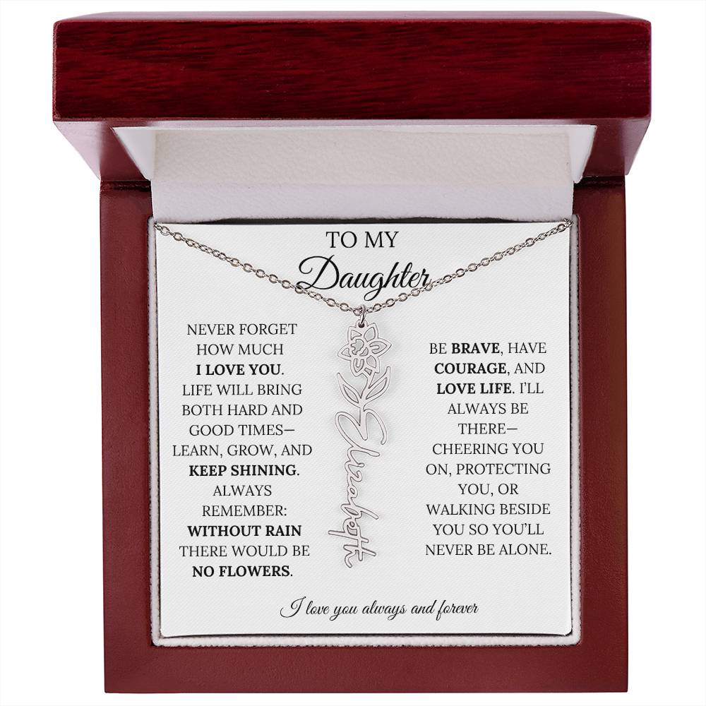 Personalized Birth Flower Name Necklace for Daughter