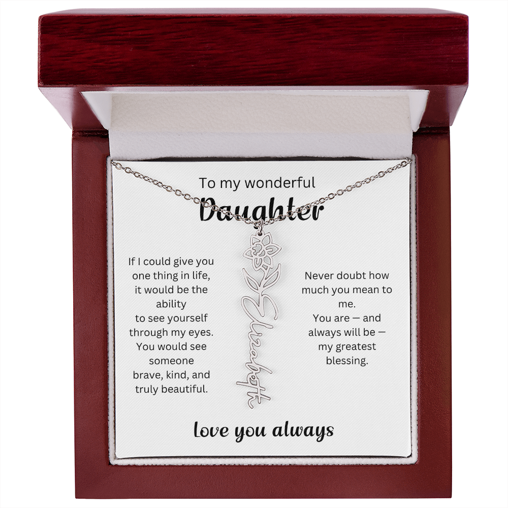 Emotional Gift for Daughter - Birth Flower Name Necklace 3
