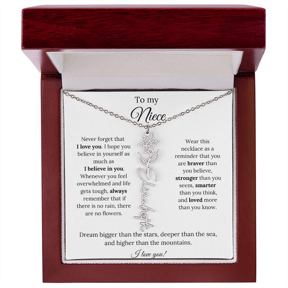 To My  Niece Birthmonth Flower Necklace 4