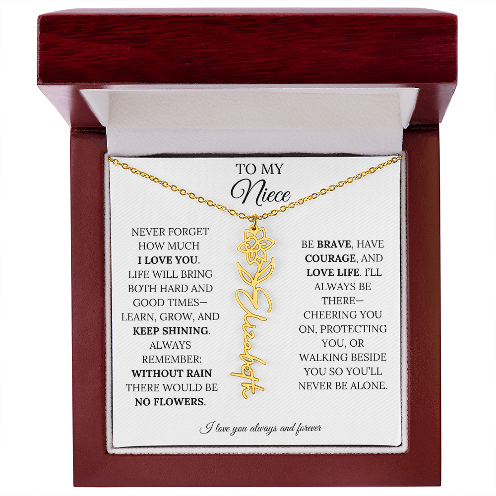 To My Niece | Keep Shining | Flower Name Necklace