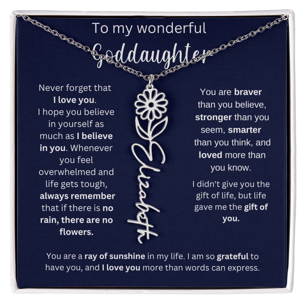 To My Wonderful Goddaughter | You Are Ray Of Sunshine | Flower Name Necklace