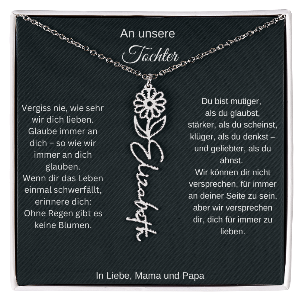 Geburtsblume Namenskette Tochter personalisierte Gravur Kette Geschenk