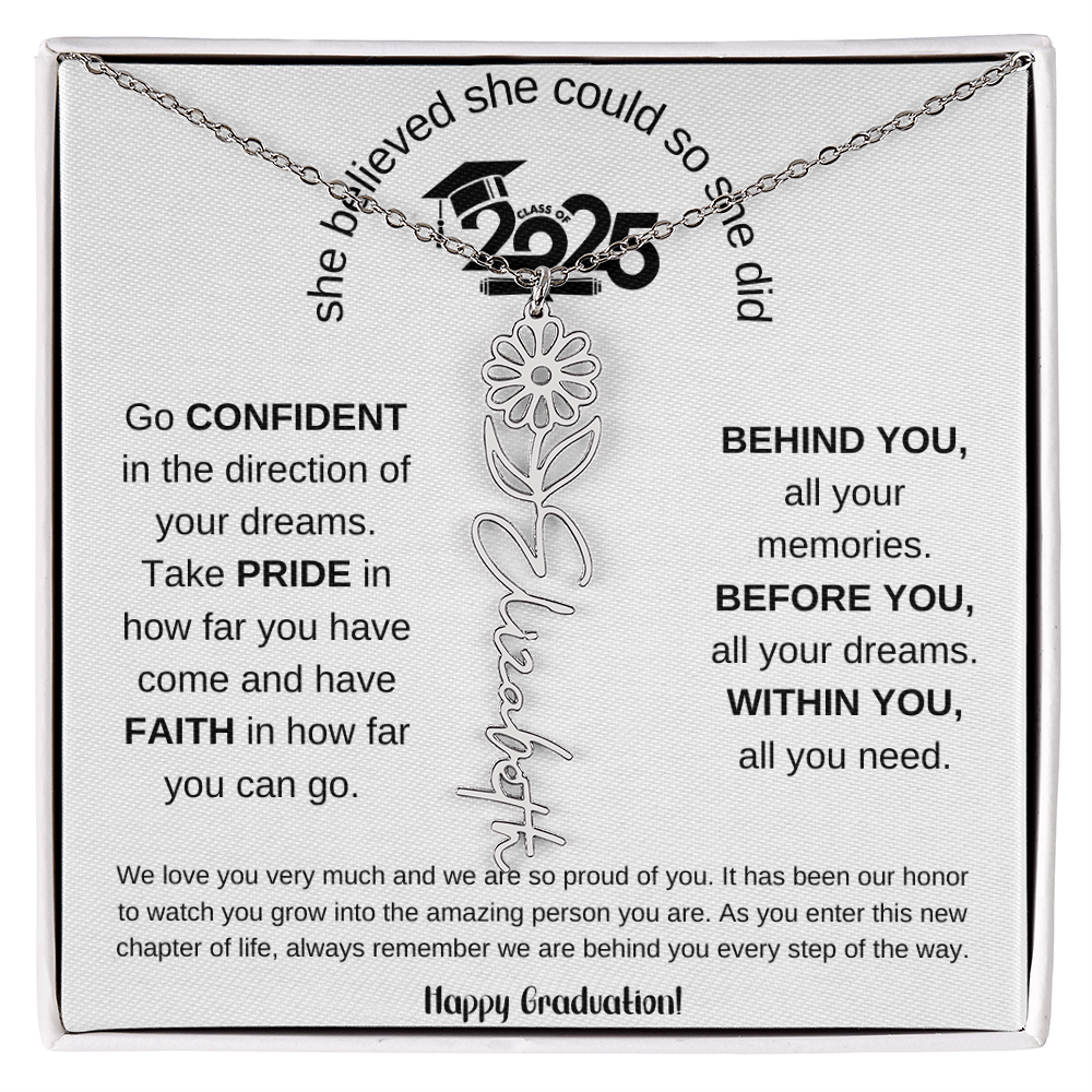 Happy Graduation - Flower Name Necklace