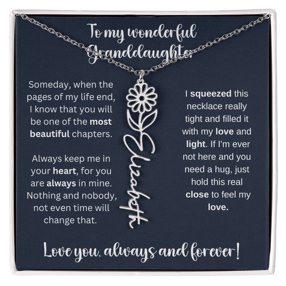 To My Wonderful Daughter Always Keep Me In Your Heart | Flower Name Necklace