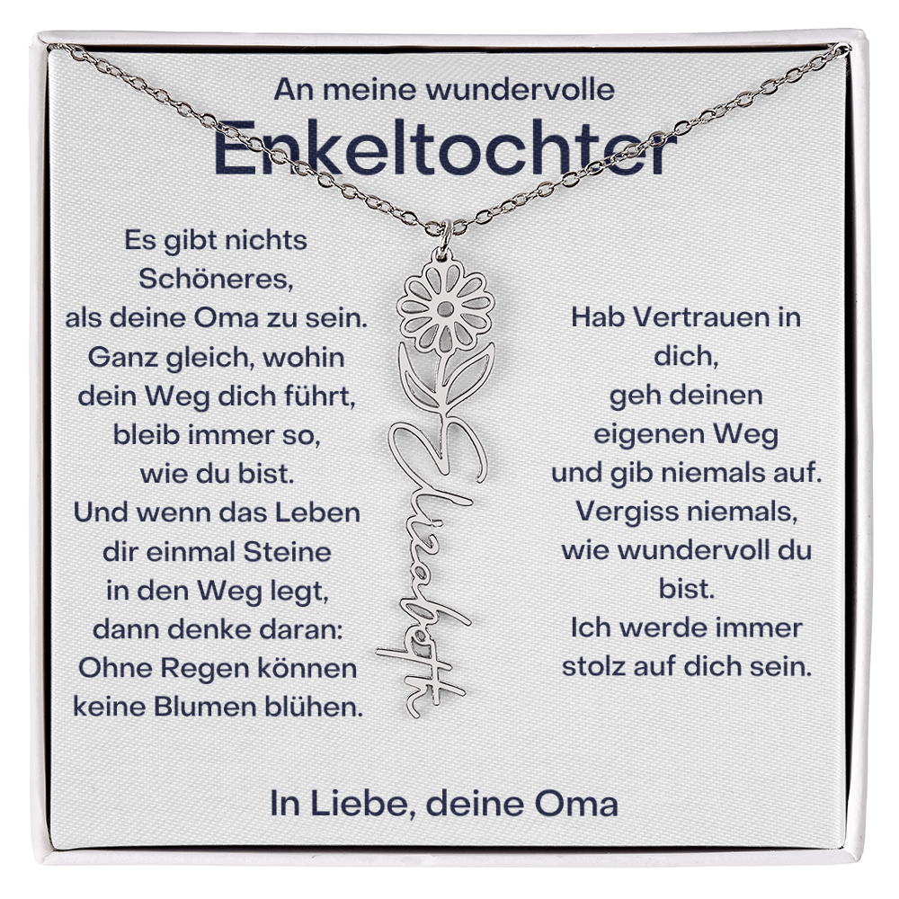 Personalisierte Geburtsblumenkette für Enkeltochter Von Oma