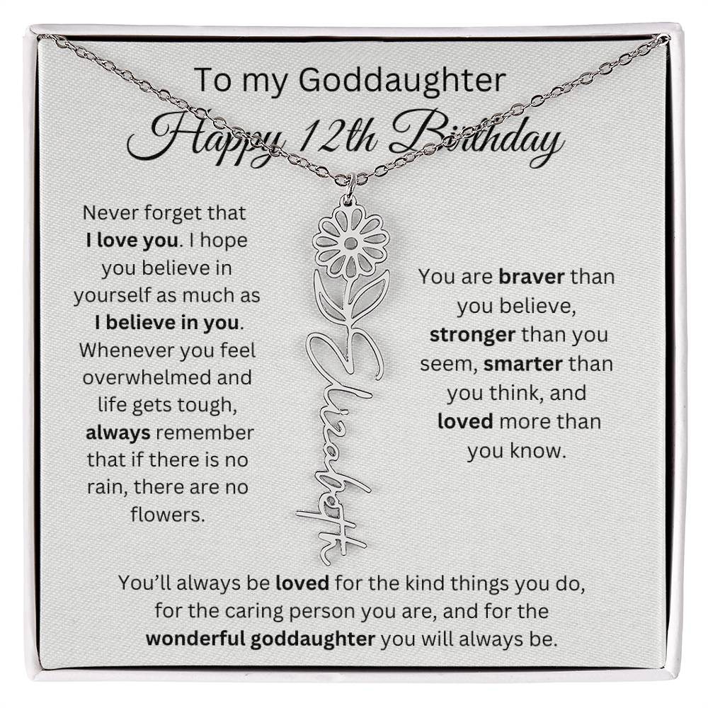 To My Goddaughter Happy 12th Birthday - Flower Name Necklace