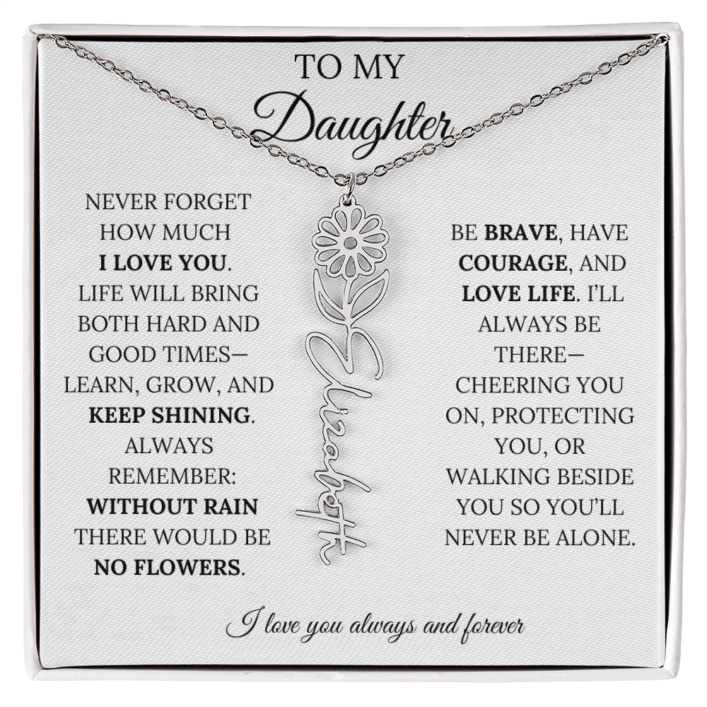 Personalized Birth Flower Name Necklace for Daughter