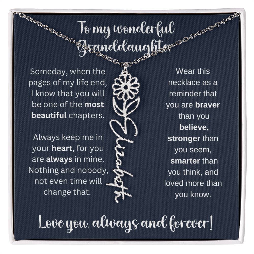 Granddaughter Birth Month Flower Necklace