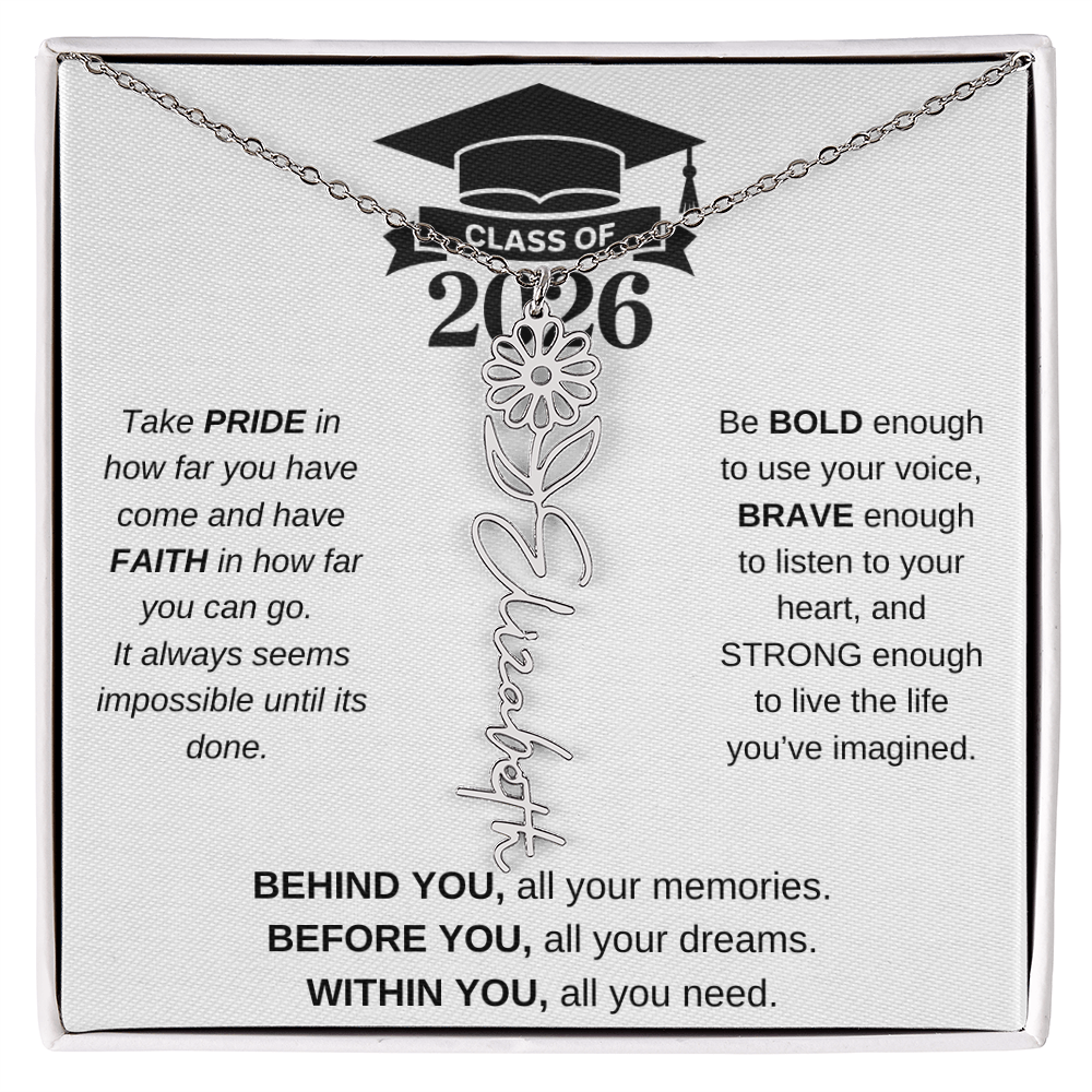 2026 Graduation Jewelry Birthmonth Flower Name Necklace