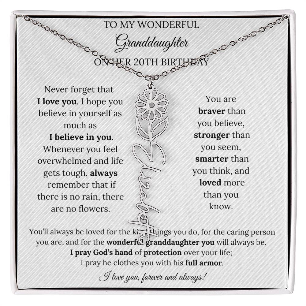 To My Wonderful Granddaughter On Her 20th Birthday - I Love You Forever & Always