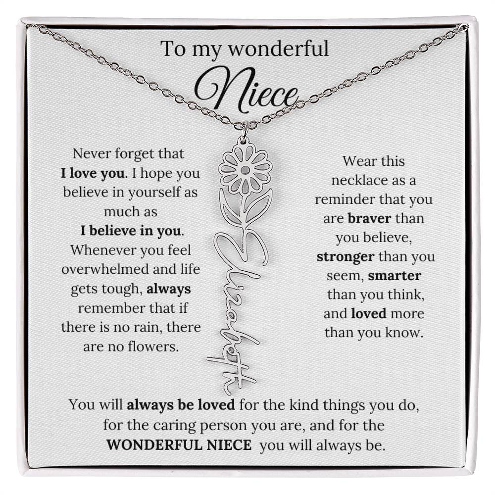 To My  Niece Birthmonth Flower Necklace 1