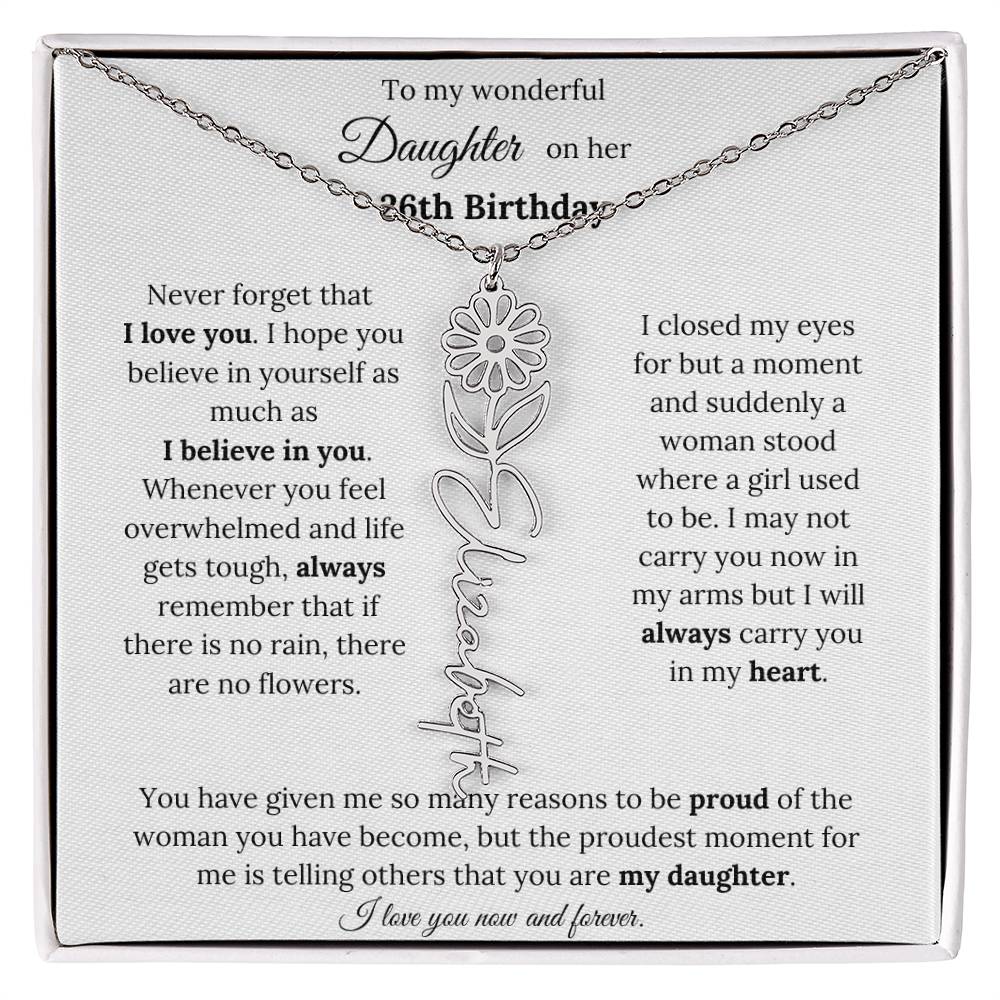 Custom Birth Flower Name Necklace To My Daughter On Her 26th Birthday