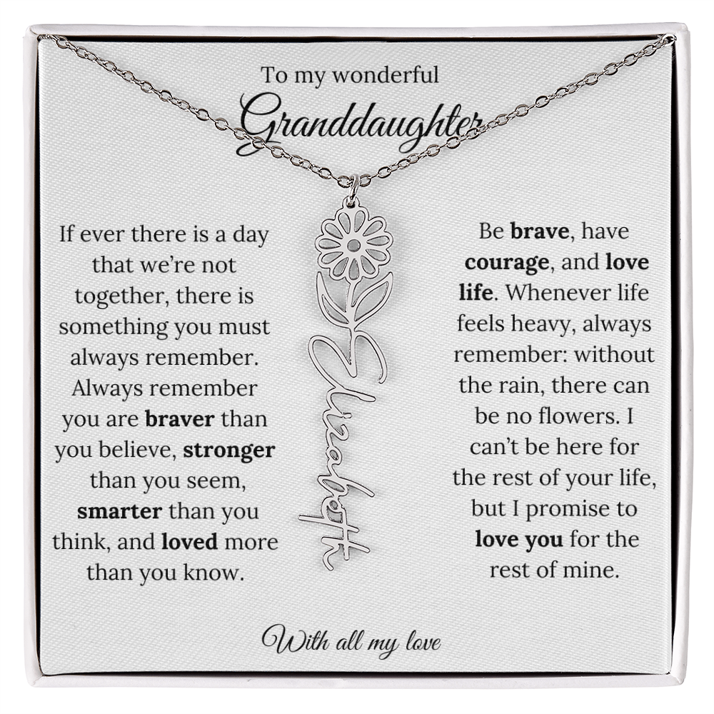 Personalized Birth Flower Name Necklace for Granddaughter