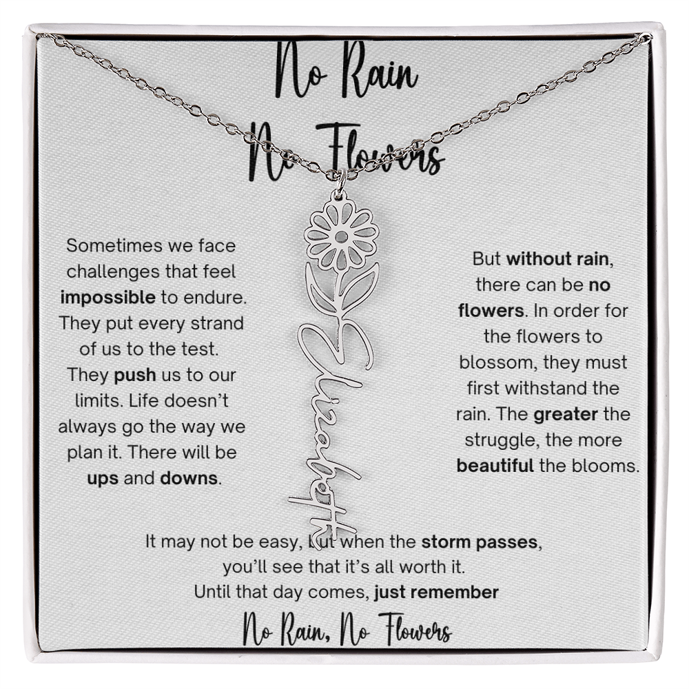 No Rain No Flowers 1 - Flower Name Necklace