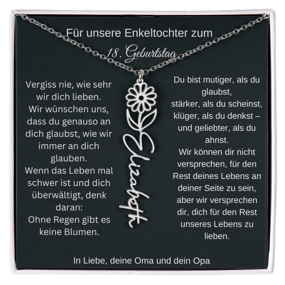 18. Geburtstag Blumen Namenskette