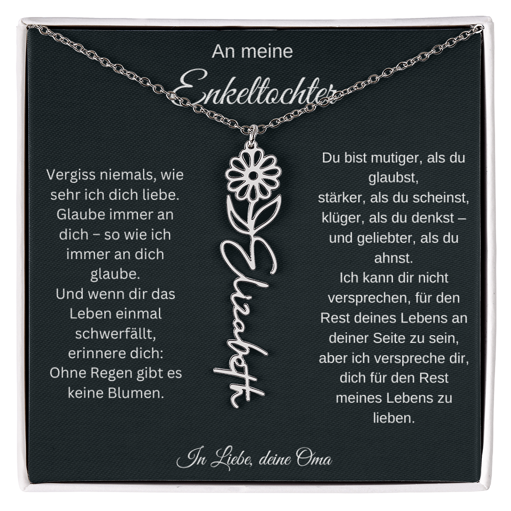 An meine Enkeltochter Geburtsblume Namenskette personalisierte Gravur Schmuck Geschenk