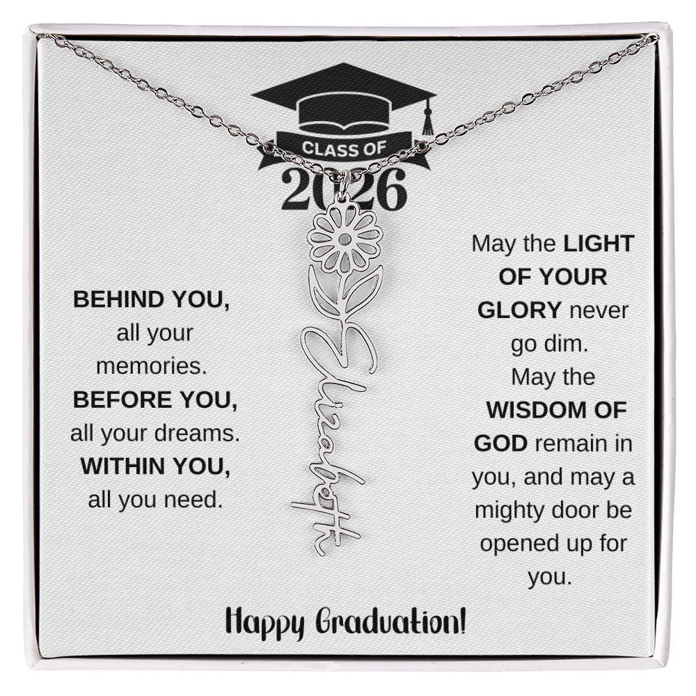 Class Of 2026 Personalized Graduation Gift Birth Month Flower Necklace